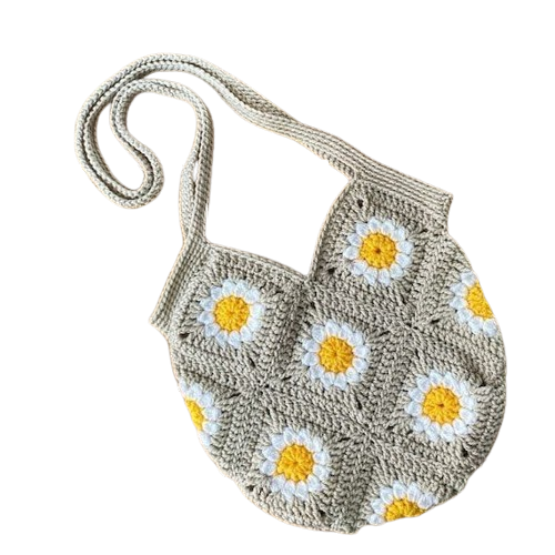 Crochet Daisy Tote Bag